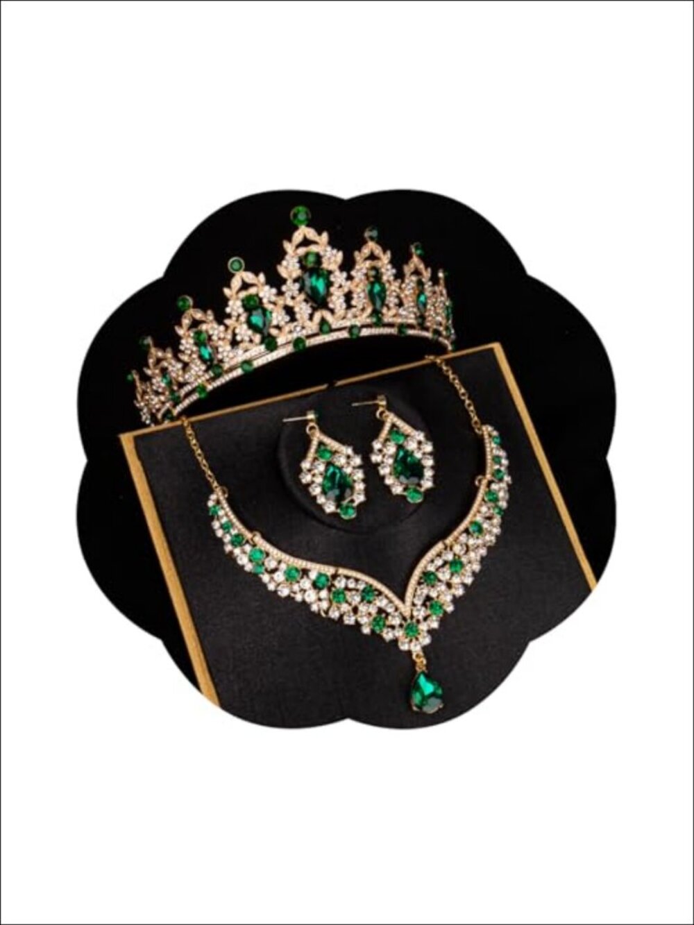 Crystal Rhinestone Tiara Necklace Earring Jewelry Set Wedding Prom Pageant